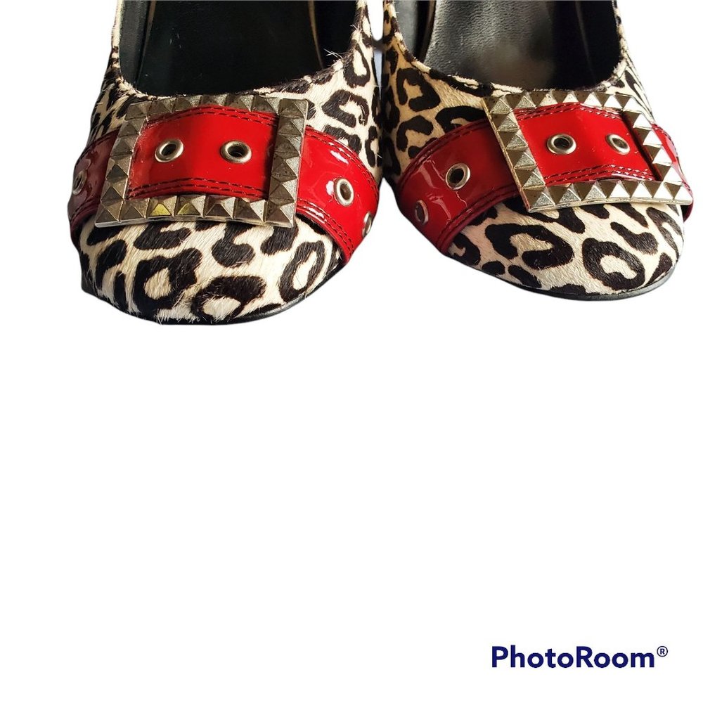 Steve Madden Women's Mindy Leopard Print Faux Fur Block Heel Stiletto‎ Size 9.5M - Picture 4 of 11